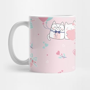 Cute Kawaii Cats with Hearts Mug